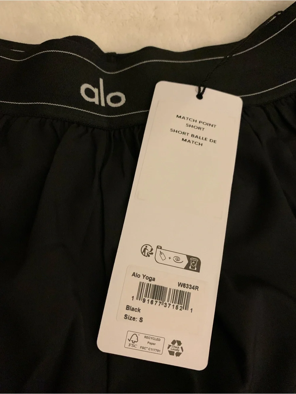 ALO Yoga Match Point Short• SMALL• BLACK•BNWT IN BAG